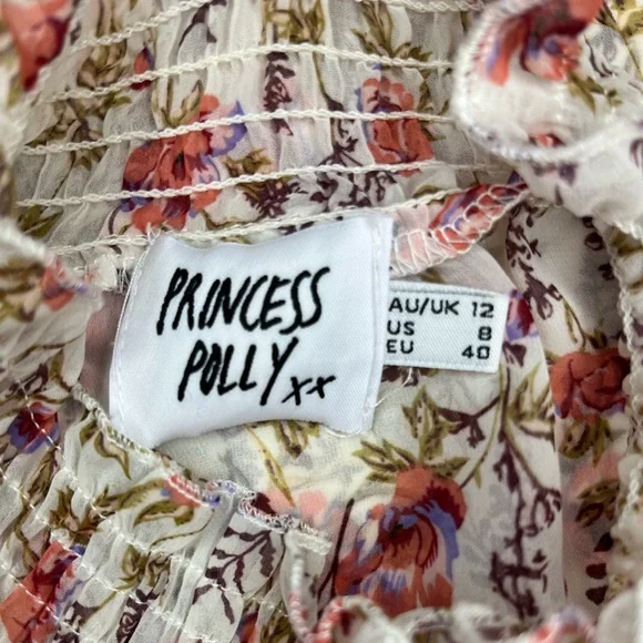 Princess Polly Floral Smocked Ruffle Layered Skirt Long Sleeve Dress ~ Size 8 - Picture 12 of 12